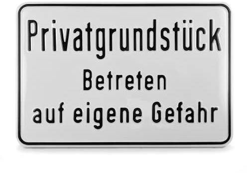 SafetyMarking® Hinweisschild Privatgrundstück Betreten auf eigene Gefahr | BxH: 30,0 x 20,0 cm | Material: Aluminium | Befestigungsart: Zum Verschrauben | Grundstückskennzeichnung