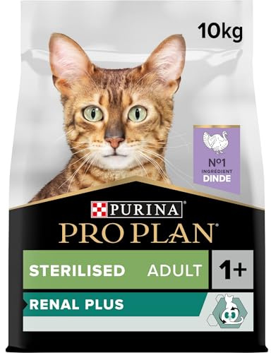 PURINA PRO PLAN | Renal Plus | Chat | Croquettes complètes pour Chat Adulte Stérilisé | Aide au maintien d'une fonction rénale saine et du système urinaire | à la Dinde | Sac | 10Kg