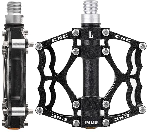 Vagasi Pedale Mountainbike Fahrradpedale Aluminium Platform Pedale Rennrad BMX E-Bike MTB Pedale Fahrrad rutschfeste CNC 9/16 Zoll, Schwarz