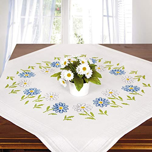 Kit da ricamo MARGHERITA BLU / set completo per tovaglia da ricamare con disegno prestampato / set da ricamo con disegno da ricamare per adulti / a punto croce