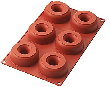 Silikomart 190352 Backform Donuts, 6er-Form, Orange