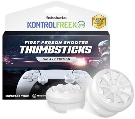 KontrolFreek FPS Freek Galaxy para PlayStation 4 (PS4) y PlayStation 5 (PS5) | Performance Thumbsticks | 1 Altura elevada, 1 Altura media | Blanco.