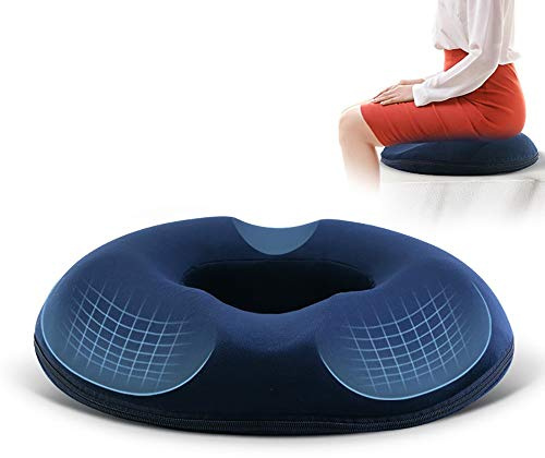 WSADZXC77 - Cuscino Ortopedico in Memory Foam, con Rivestimento Lavabile, per Auto, Ufficio, emorroide, prostata, 44 x 41 cm (Blu) a