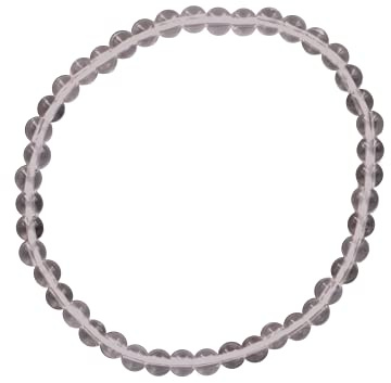 Taddart Minerals – Pulsera blanca transparente de cristal de roca natural con bolas de 4 mm montadas en hilo elástico de nailon – Hecho a mano, 18 centimeters, Caucho, cuarzo