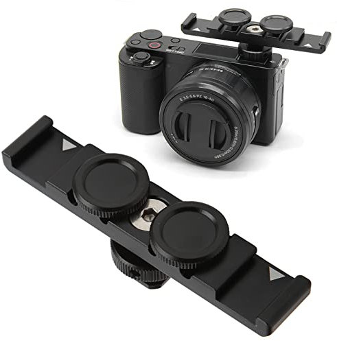 Goshyda Barra di Prolunga per Fotocamera, Staffa per Luce Flash con Doppia Estensione per Slitta Fredda, con Fori Filettati da 1/4 di Pollice, per Microfono Monitor