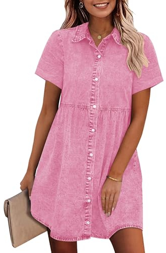 GRAPENT Women's Babydoll Dress Womens Short Sleeve Summer Dresses for Women 2026 Wedding Guest Dress Cocktail Dresses for Homecoming Graduation Bridal Shower Aurora Pink Size X-Small Size 0 to 2