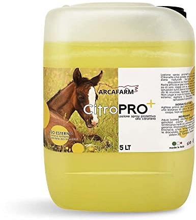 Tanica 5 lt Repellente Naturale alla Citronella per Cavalli Citropro, anti Insetti Protezione Lunga Durata, Lozione Insetti Molesti, 100% Made in Italy