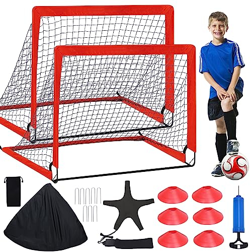 YGORTECH Fussballtor Fussballtore für Garten Kinder 2er Set Fussballtor Kinder Outdoor Fußballtor Kinder Pop-up Tor Fussballtraining für Kinder für Garten Drinnen Draußen