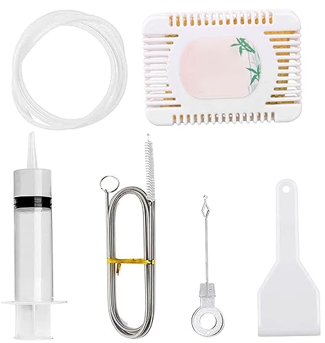 Kit D'Outils De Nettoyage Pour RéFrigéRateur 6 PièCes Outil De Nettoyage De Trou De Vidange De RéFrigéRateur 59 Pouces De Long Tuyau De Vidange Flexible Brosse De Nettoyage BoîTe De DéSodorisant