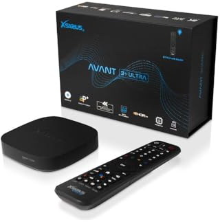 Xsarius Avant 3+ Ultra Black 4K Android 11 TV Box, Gigabit LAN, Bluetooth 5.2, WLAN WiFi 6, 2in1 Bluetooth Fernbedienung, LIVETV App, H.265, HDR10+, 4GB, 64GB, SD-Karten-Slot + HM-SAT HDMI Kabel