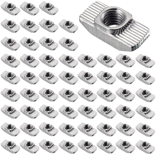 Bikasun 60pcs Tuercas en T, M6 Cabeza Martillo, Ranura de 8 mm, Rosca M6, Series 3030, Tuercas en T para Ranuras en T Tuercas de Cabeza de Martillo Acero de Carbono Estándar Europeo EU30-M6*15.5 * 8