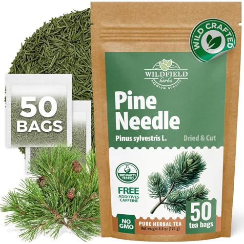 50 Bags Pine Needle Tea Dried Pine Needles Herb Tea (Pinus Koraiensis) - 50 Count 2.5g Bags Dried Needle Leaf Aguja De Pino