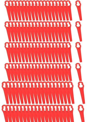 120 Pcs Lame Plastique Coupe Bordure Tondeuse à Gazon Rouge Lames en Plastique de Rechange 8,3cm Tondeuse à Gazon en Plastique Lames pour Jardin et Pelouse Coupe Bordures Grass Trimmer (Rouge)
