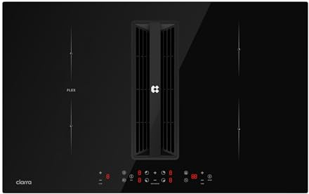 CIARRA ONE CBBEH834BBF Integriert Induktionskochfeld 80 cm mit Dunstabzug Kochfeldabzug Einbau Tischhaube Induktion Kochfeld 4 Platten Flexzone 9 Stufen Kindersicherung Timer Stop&Go Booster