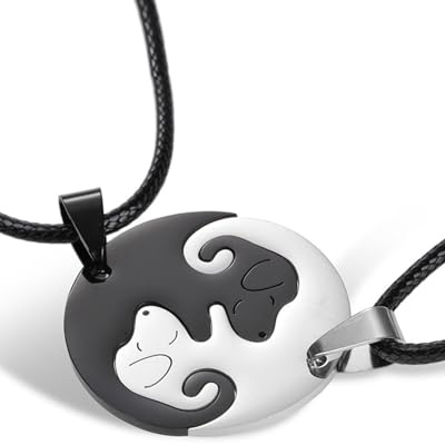 KGDUYC 2 pezzi Collana dell'amicizia BFF, ciondolo per cani/cuccioli, animali abbinati, collana puzzle Yin Yang per donne e uomini, eterosessuali, collana dell'amicizia, gioielli, amanti dei cani