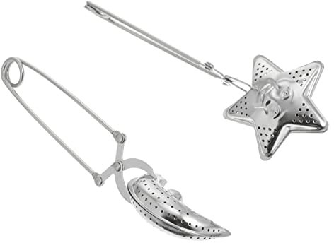 PRETYZOOM 2 Pezzi in Acciaio Inox Argento Filtro Per Tè in Foglia Sfusa Infusore Pinza Per Tisana Facile Da Preparare