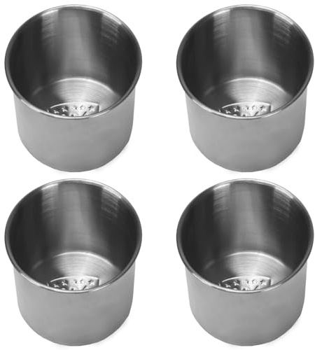 KINDPMA Confezione da 4 Portabicchieri da Incasso in Acciaio Inox 250ML 70x70mm per Barche Marine Auto Divano Barca Camion Tavolo da Poker Camper