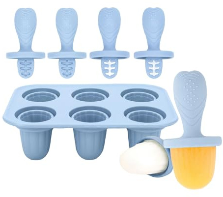 6 stampi per ghiaccioli per dentizione per neonati, in silicone, con bordi masticabili, sicuri per i denti dei bambini, lavabili in lavastoviglie