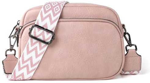 TANTOMI Crossbody Bag for Women, Small Soft PU Leather Cross Body Bag, Handbags for Women Shoulder Bag with Changeable Ajustable Guitar Wide Strap