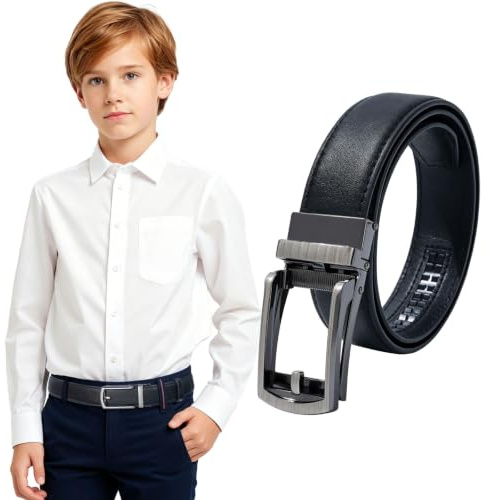 Secroma Ceinture Enfant Garçon - Easy-release Ceinture à Cliquet avec boucle en métal pour les occasions formelles et quotidiennes