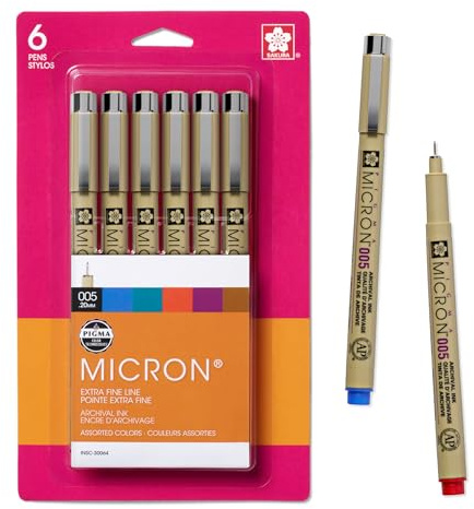 SAKURA Pigma 30064 Micron Blister Card Ink Pen Set, Colors may vary, 2-mm