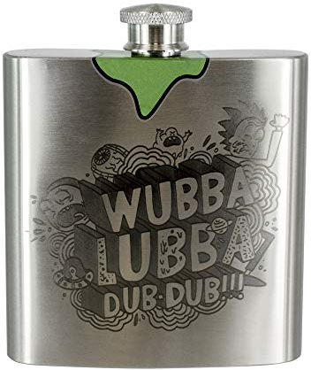 Rick & Morty Wubba Lubba Dub Flachmann - Offiziell lizenziert, Edelstahl-Flachmann mit Schraubverschluss, ideal für Camping, Sport, Outdoor & Wandern, 177 ml (6 Fl Oz)