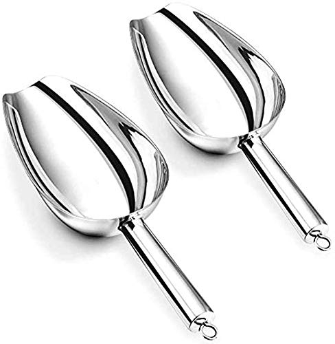 2 Pcs Edelstahl-Eis-Schaufel Schaufel,Eisschaufel Abwiegeschaufel Eisschaufel Haushalts Mehlschaufel Edelstahl Klein Mehlschaufel Futterschaufel Für Eismaschine, Mehl, Pommes, Küche, Bar
