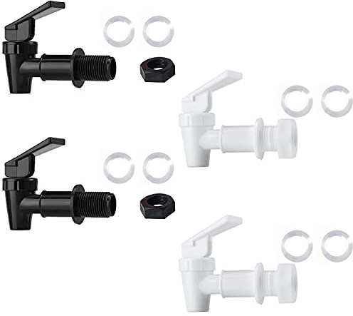 Water Spigot,BPA Free Plastic Spigot, Universal Replacement Faucet for 5 gallon bucket, Wine Barrels, Water Cooler Filtration Systems and filter water pitcher(2 Black and 2 White)