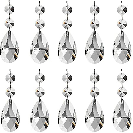 10 Piezas Colgantes Decoraciones de Gotas de Cristal Cuenta de Prisma de luz lágrima Cuentas de para Lámpara Araña de Lágrima Cristal para Cortina Florero Fiesta de Jardín Decoración de Boda