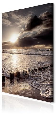 decomonkey Wandbilder Strand Sonnenuntergang 40x60 cm 1 Teilig Kunstdruck
