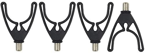 Generic Angelrutenhalter, 4 Stück, Schwarz, Edelstahl & ABS, Rutenauflage, Gripper, Zubehör, Rutenhalter für Match-Angelruten, Bank-Stick, Angelruten-Pod