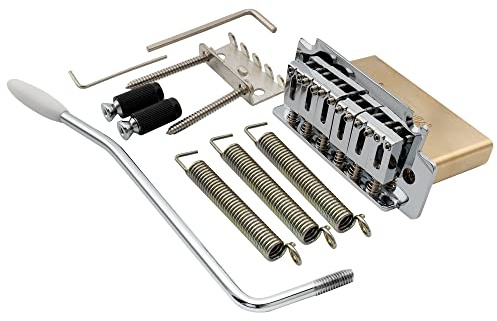 Musiclily Pro 52.5mm Modern 2-Point Tremolo Bridge 40mm Solid Brass Block for Squier Strat Style Electric Guitar, Chrome