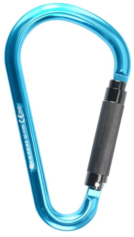 S.E.PEAK CE Certified 22kN Large Aluminum Auto Locking Ladder Hook, Professional Heavy Duty Lightweight Carabiner for Outdoor Tower Climbing, Aerial Work, Rescue, D Ring Clip w/Huge Opening Gate