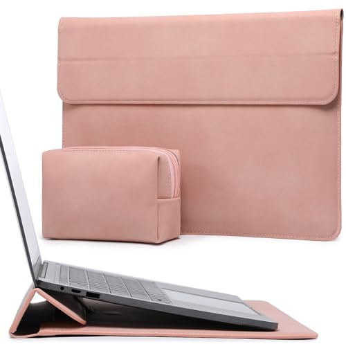 HYZUO 15 Inch Laptop Case Bag Sleeve with Stand for MacBook Air 15 M5 M4 A3241 M3 A3114 M2 A2941 2026-2023, 15 Surface Laptop 7/6/5/4/3, MacBook Pro 15 A1990 A1707 2019-2016, Pink