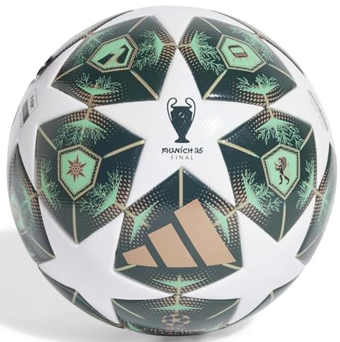 adidas UCL League Ball - Seamless Surface, FIFA Approved, Professional Training and Match Ball, Sizes 4-5 (White/Shadow Green/Solar Slime, 4)