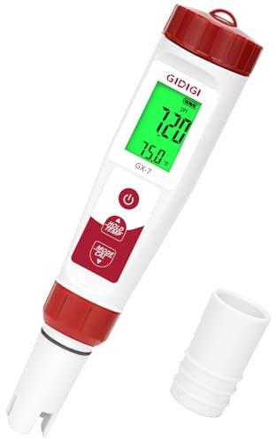 GIDIGI Medidor de Cloro y pH Digital, 7 en 1 Comprobador pH y Cloro Piscina, Medidor de ORP Cloro Sal EC PPM y pH, Test pH y Cloro para Piscinas, Hidroponía, Agua Potable y Pecera de Agua Salada