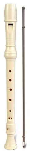 Bontempi | Sopranblockflöte Deutsche Griffweise, Stoßfestes Material, 28 Töne, Farbe Elfenbein