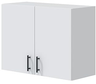 Mobelcenter, Mueble Alto de Cocina para Colgar de 80 cm, Módulo 2 Puertas y 1 Estante, Acabado Color Blanco Brillo, Medidas: Ancho: 80 cm x Fondo: 34 cm x Alto: 59 cm (1532)