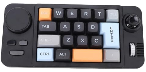 Tangxi Teclado Mecánico de una Mano, 19 Teclas Programables con Cable Wired USB C Keypad con RGB LED Retroiluminado y Control de Joystick de Perilla, para el Juego de Oficina de