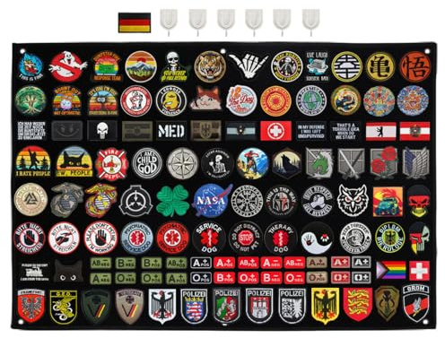 110 x 70 cm, ganci e passanti, in nylon, pieghevole, per combattimento, per pareti, porte, esposizioni, pannelli di organizzatore in tessuto con occhielli per la raccolta di patch tattiche militari