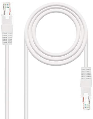 NanoCable 10.20.0402-W - Cable de red Ethernet RJ45 Cat.6 UTP AWG24, 100% cobre, Blanco, latiguillo de 2mts