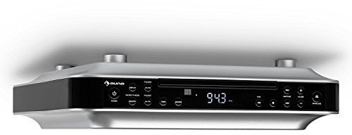 auna KRCD-100 BT - Radio de Cuisine encastrable, Lecteur CD, Réveil, Minuteur, Bluetooth, MP3, Dimensions : env. 29 x 8 x 26,5cm (LxHxP), Poids : env. 1,2 kg, Puissance 2 x 2 Watts RMS, Noir
