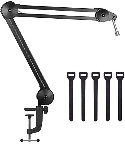 InnoGear Microphone Arm Stand, Heavy Duty Mic Arm Microphone Stand Suspension Scissor Boom Stands with Mic Clip and Cable Ties for Blue Yeti Snowball Hyper X QuadCast SoloCast Fifine Gaming (Medium)