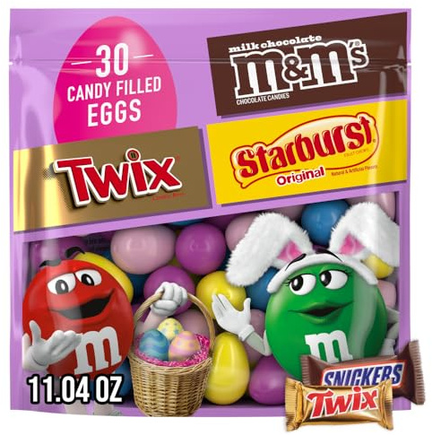 M&M'S, TWIX and STARBURST, Mixed Easter Candy Assortment, Prefilled Easter Eggs, 11.04 Ounces Candy Bag