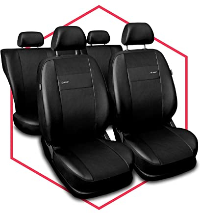 Saferide 3er Set Autositzbezüge PKW universal | Auto Sitzbezüge Kunstleder Schwarz für Airbag geeignet | für Vordersitze und Rückbank 1+1 Autositze vorne und 1 Sitzbank hinten teilbar Reißverschlüsse