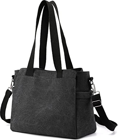 DOURR, Borsa Hobo da donna in tela, a tracolla, con scomparti multipli, Large