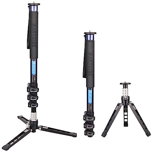 ARTCISE Kamera-Einbeinstativ, 184 cm 4-teiliges tragbares Aluminium-Reise-Einbeinstativ mit abnehmbarer Stativbasis für DSLR-Kamera-Camcorder, Schnellwechsel-Design, maximale Belastung 15 kg
