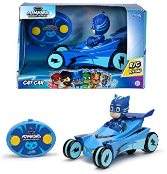 Jada Toys PJ Masks Cat Car als ferngesteuertes Spielzeugauto (19 cm) - Pyjamahelden RC Auto Katzenflitzer mit Catboy inkl. Fernbedienung, bis 2,5 km/h, Spielzeug für Kinder ab 3 Jahre, Blau