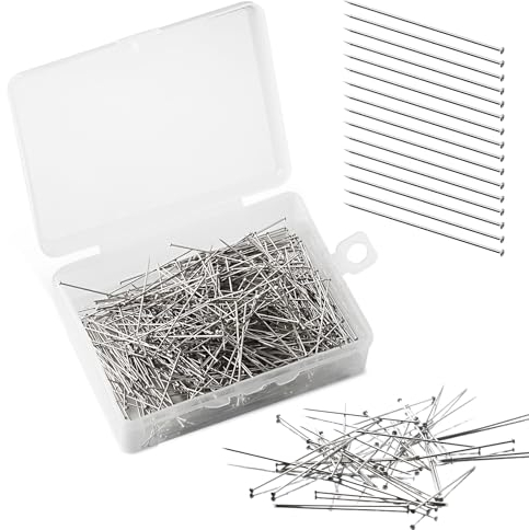 MXTIMWAN 500 Stück 35 mm Sewing Pins Stecknadeln, Edelstahl Gerade Stecknadeln, Kopfnadeln feine, Gerade Satinnadeln, Nähen Pins Edelstahl Schneidernadeln, für Dekoration, Nähprojekte, Häkeln, Basteln