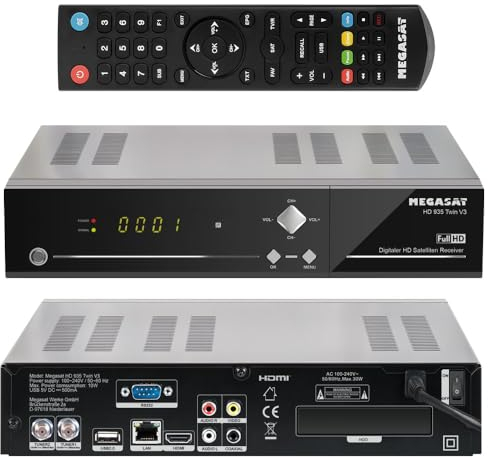 Megasat HD 935 Twin V3 HDTV Sat Receiver 1080p Ink. 1TB Festplatte